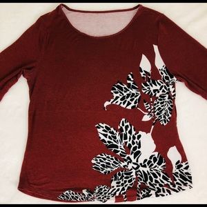 Apt9 Tee with bold pattern. PM Brown. EUC.